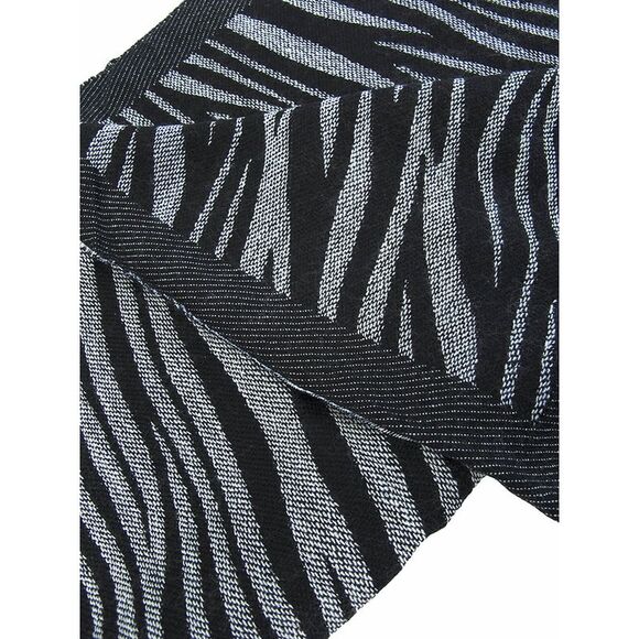 Black / White Zebra Stripe Scarf Shawl Fringed - Picture 3 of 3